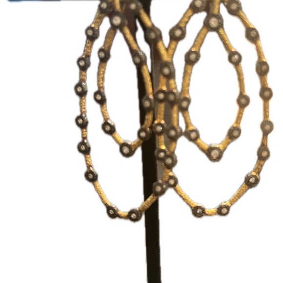 Alexis Bittar Gold and Gunmetal Crystal Earrings - Picture 2 of 4